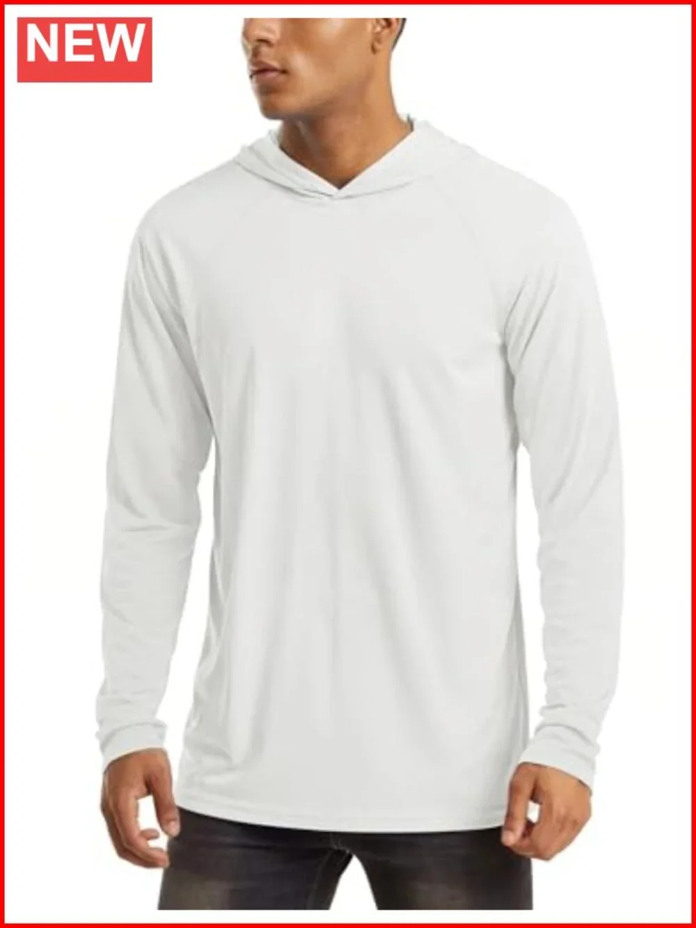 Men's UPF 50+ Sun Protection Long Sleeve Hooded Rash Guard Fishing Shirt